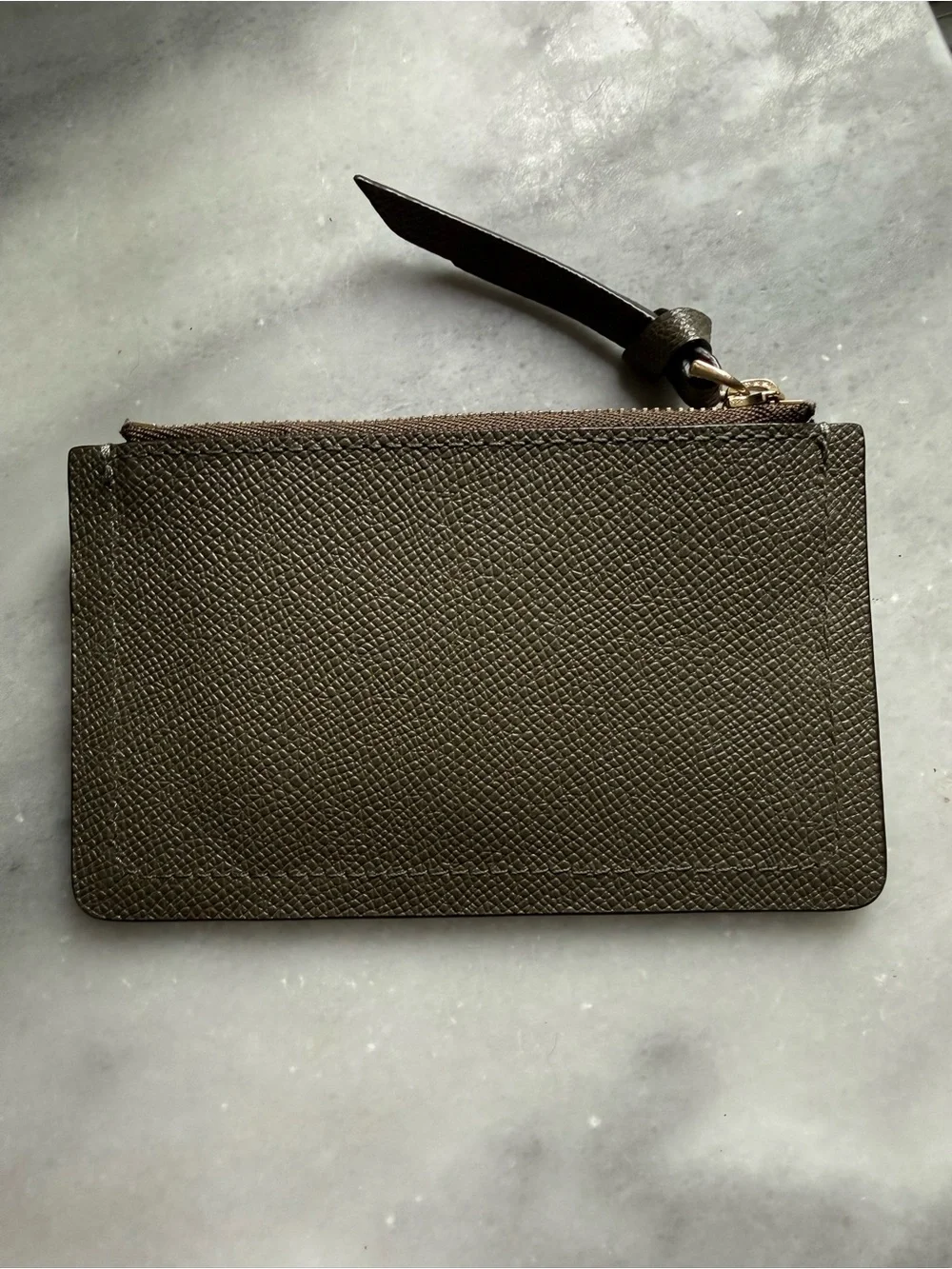Henri Bendel Olive Green Leather Key Pouch SLG Small Leather Good